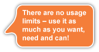 There are no usage limits – use it as much as you want, need and can!